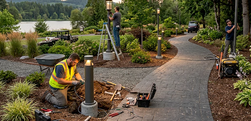 Landscape Post, Pole, and Bollard Lighting Installation in Helena